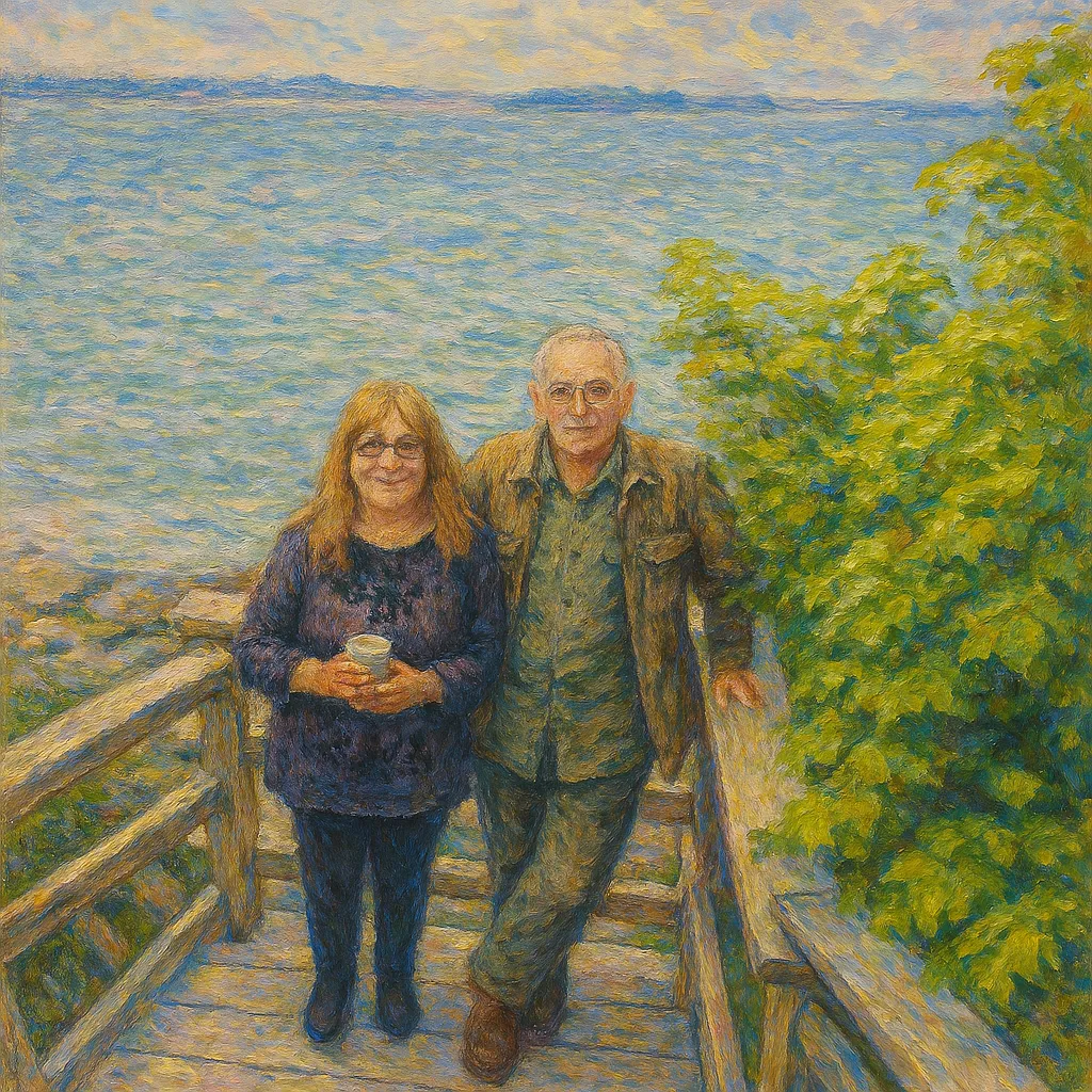 Painted portrait of the husband-and-wife team behind I&R Gifts International